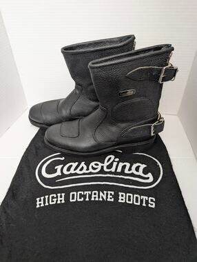 Gasolina High Octane Leather Motorcycle Boots Womens 9 B Black Autobahn Dustbag